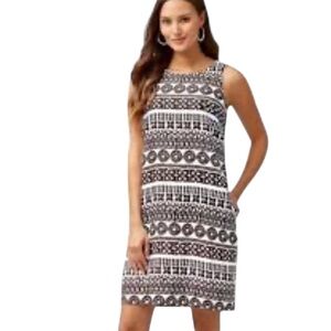Tommy Bahama Blue and White Sheath Dress Sleeveless Bateau